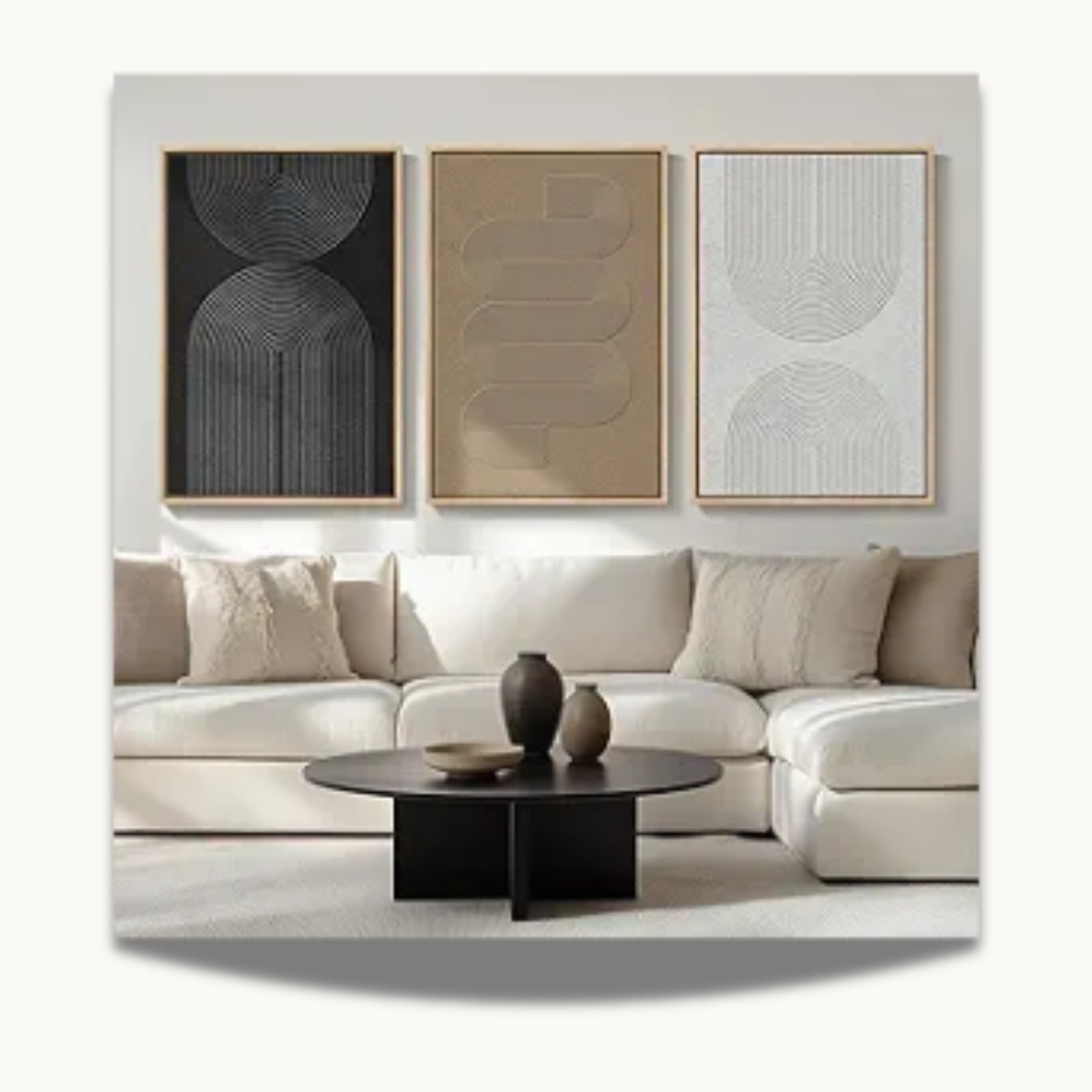 3-Piece Black and White Abstract Wall Art Set for Living Room